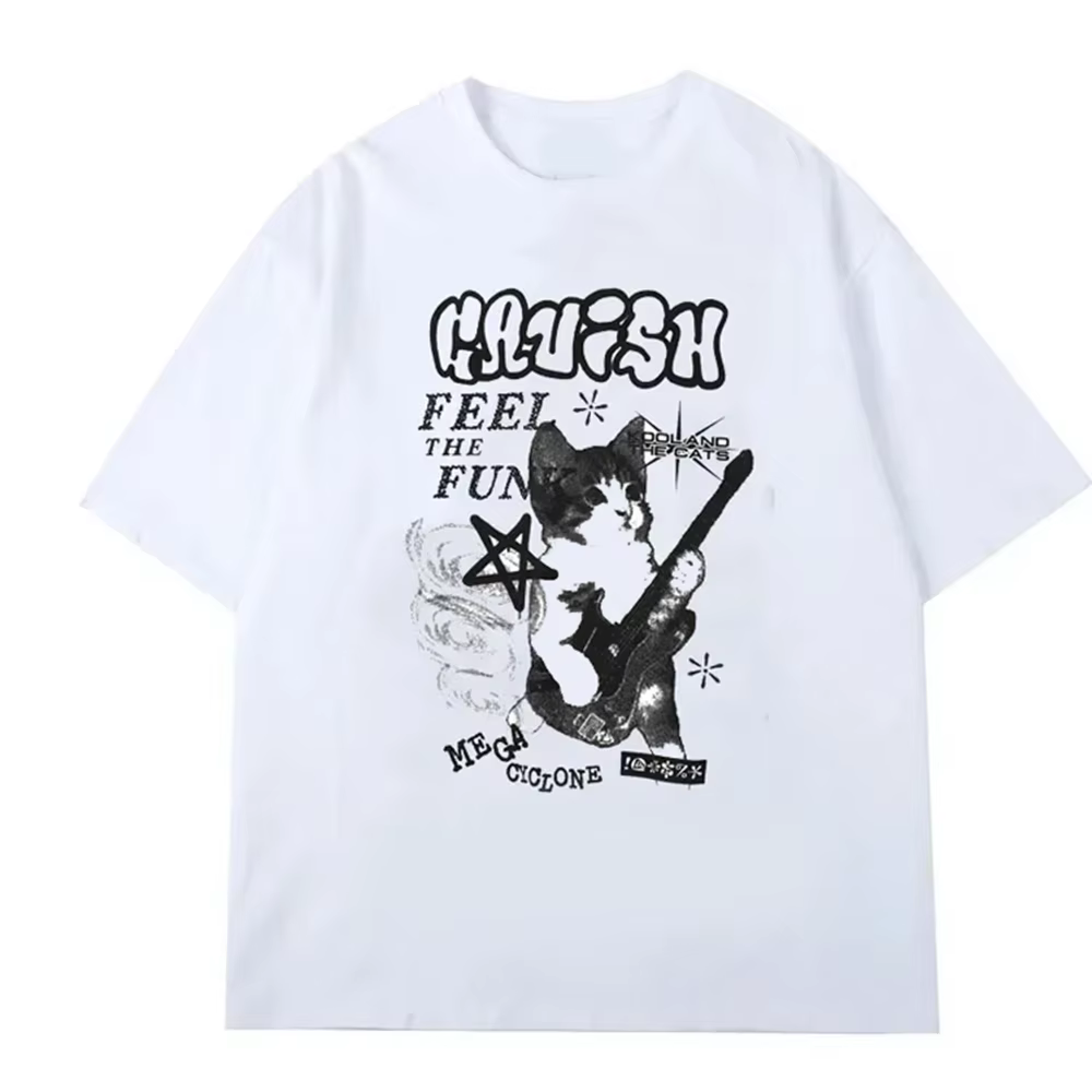 JEGraphic-T-shirt à manches courtes Cat Rock pour femmes