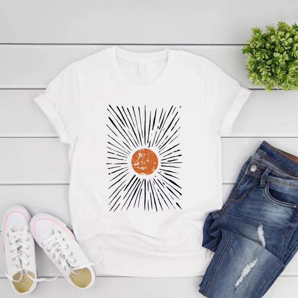 Sunburst Vintage T-Shirts Boho chemise soleil graphique t-shirt hommes femmes à manches courtes col rond