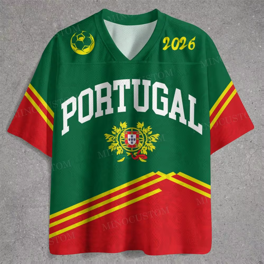 Maillot de football Portugal 2026 – T-shirt respirant en maille avec emblème de l'équipe nationale 2026 – Haut décontracté pour supporter de football