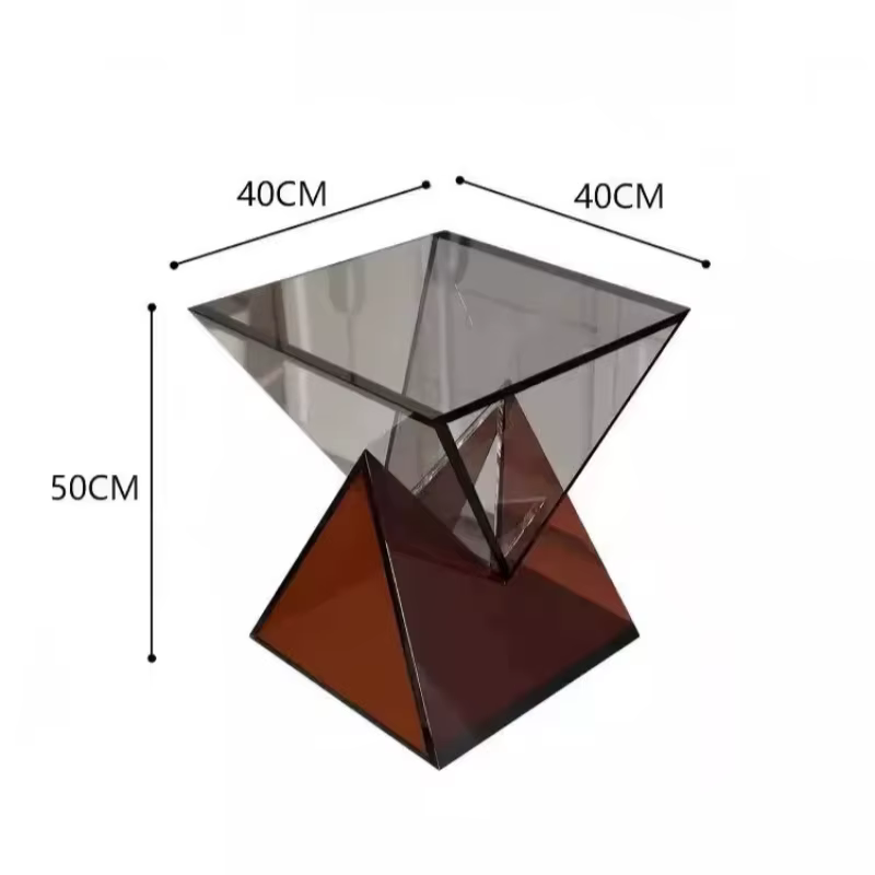 Table d'appoint carrée en acrylique transparente