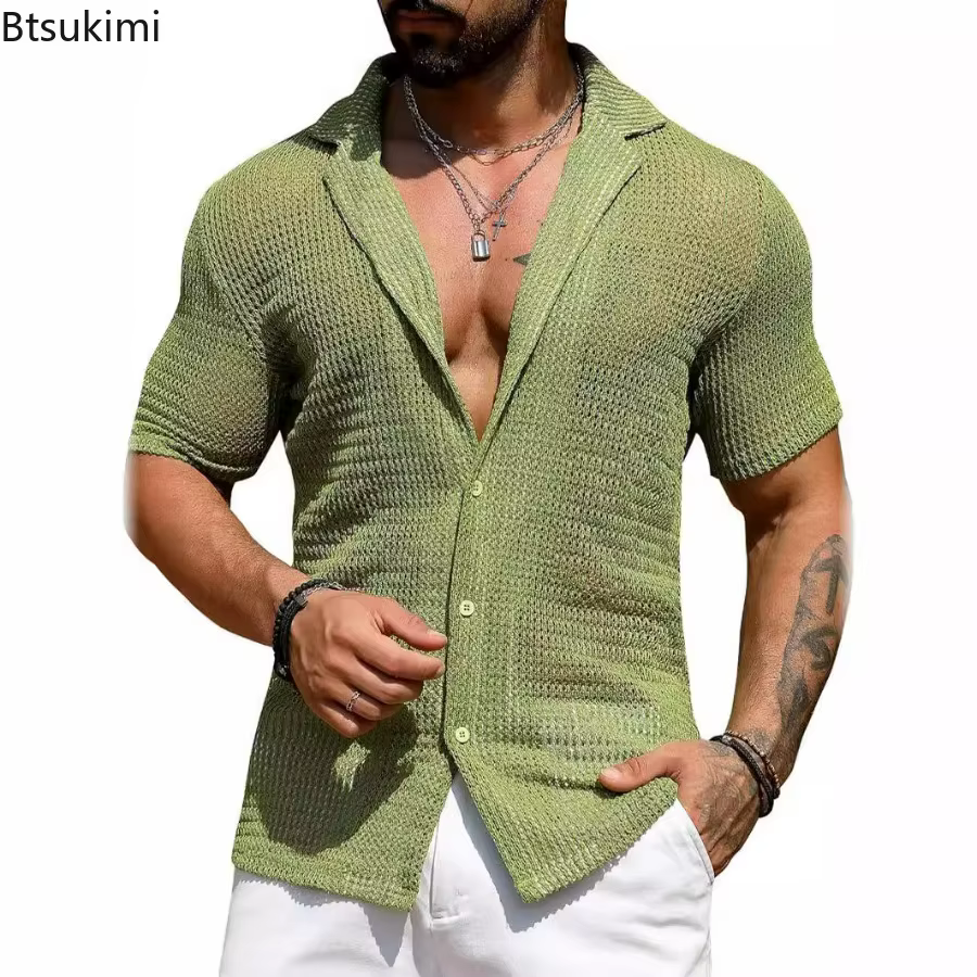 Polo uni en tricot à manches courtes pour hommes