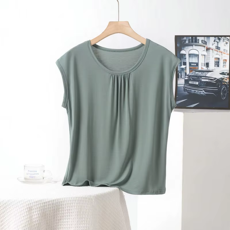 T-shirt sans manches pour femme, couleur unie, grande taille XL à 8XL