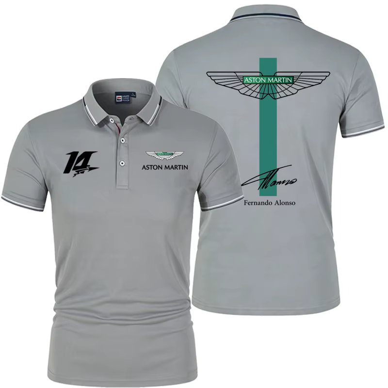 Polo de sport d'été pour hommes de l'équipe Aston Martin Racing Fernando Alonso
