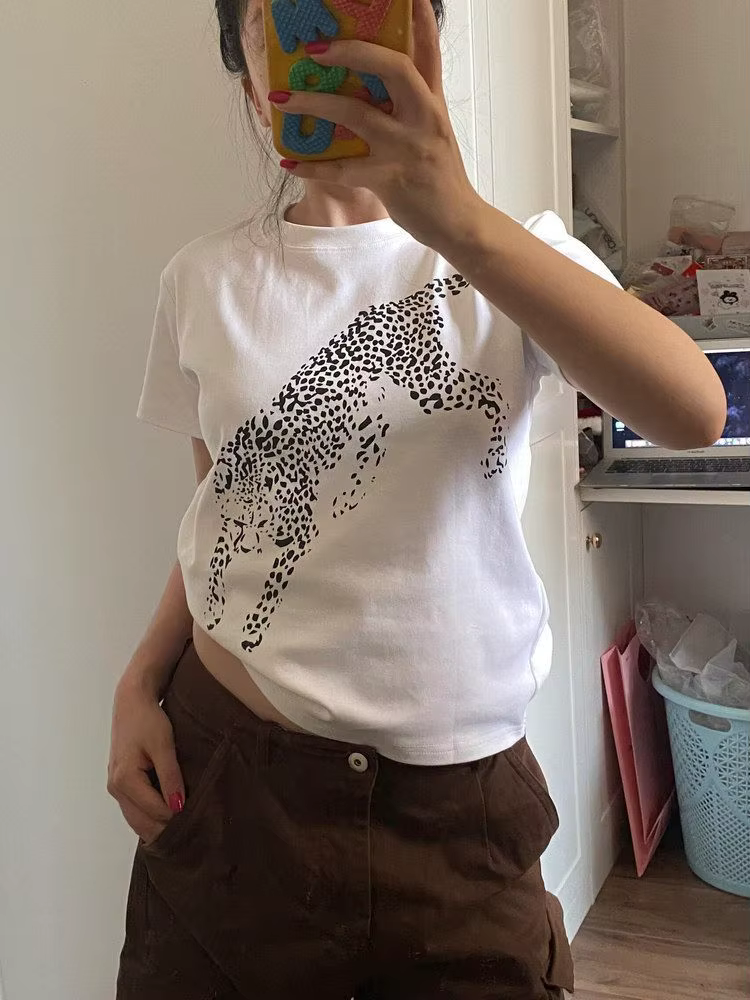 T-shirt imprimé léopard pour femme
