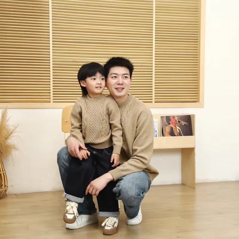 Pull d'hiver en tricot à manches longues pour parents et enfants