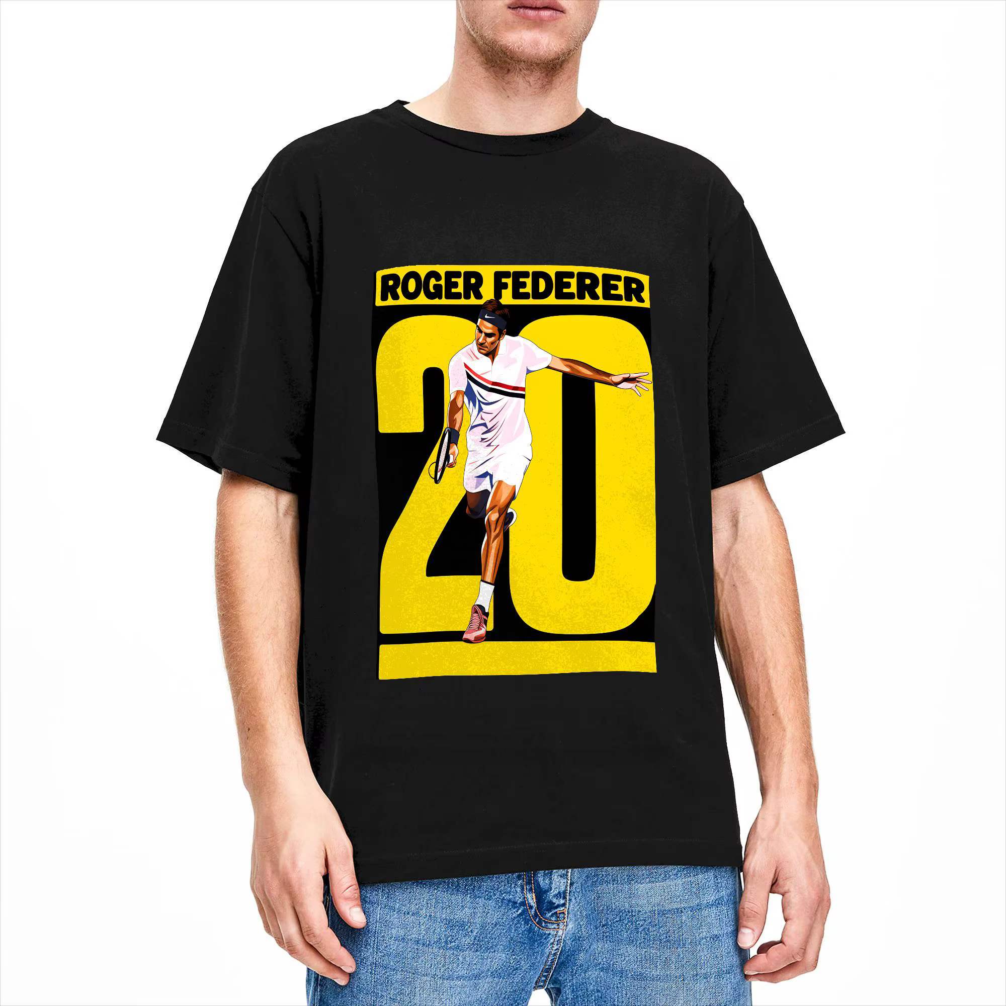 T-shirt surdimensionné RF Roger Federer, 100% coton, T-shirt populaire pour hommes, plage, motif rétro Y2K, manches courtes