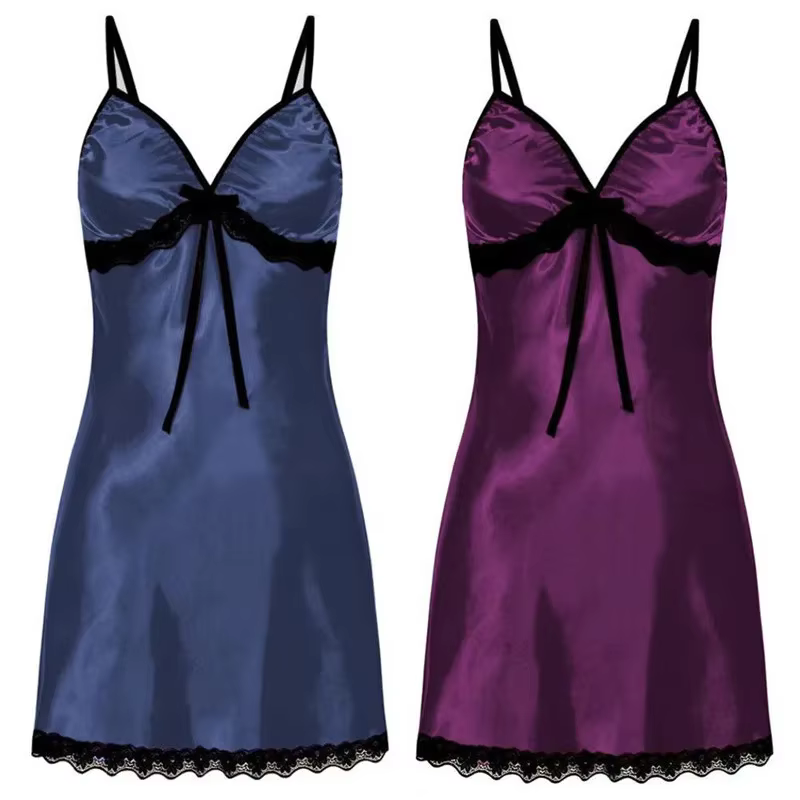 Femmes vêtements de nuit sexy sans manches nuisettes col en v chemise