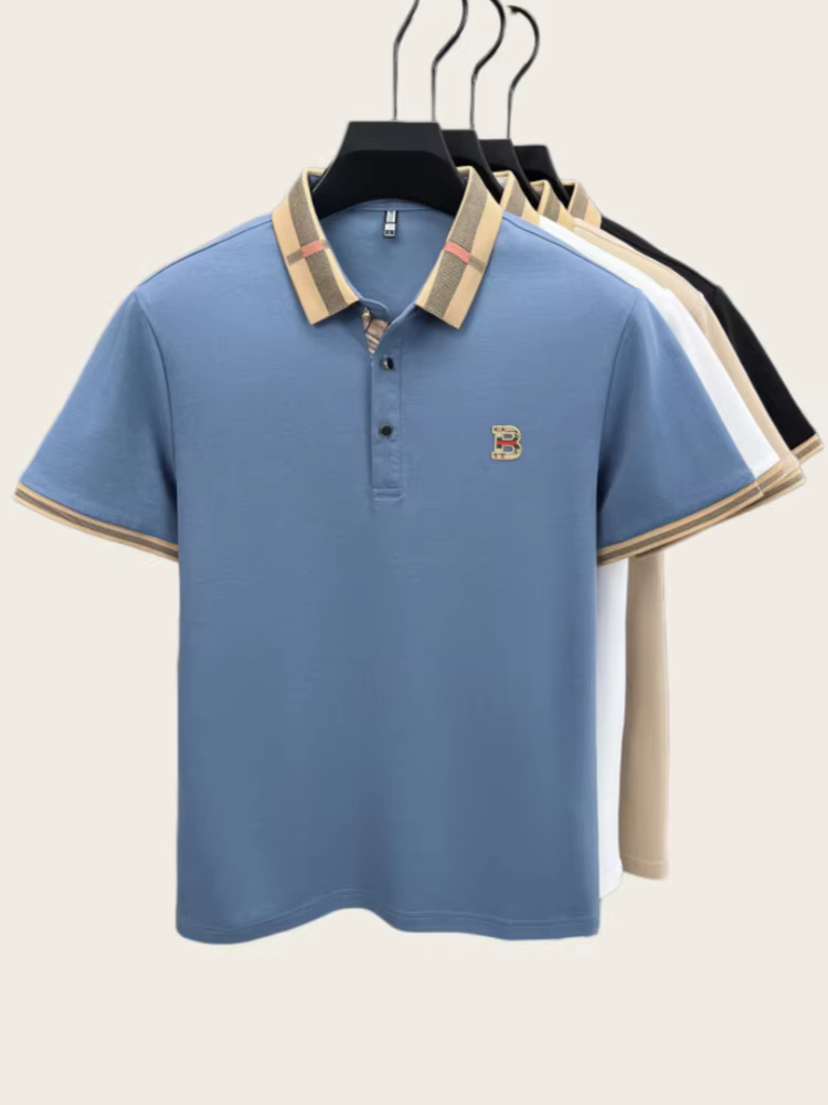 Polo à manches courtes avec logo de marque de luxe pour hommes