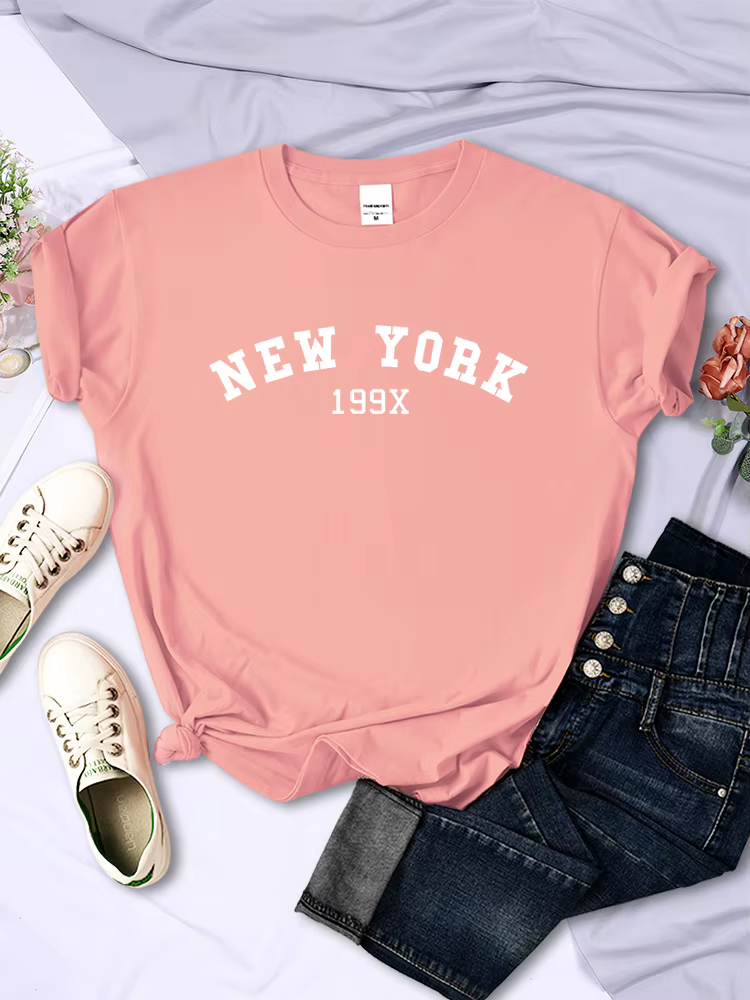 New York 199X personnalité lettre t-shirt femmes marque de mode à manches courtes décontracté confortable