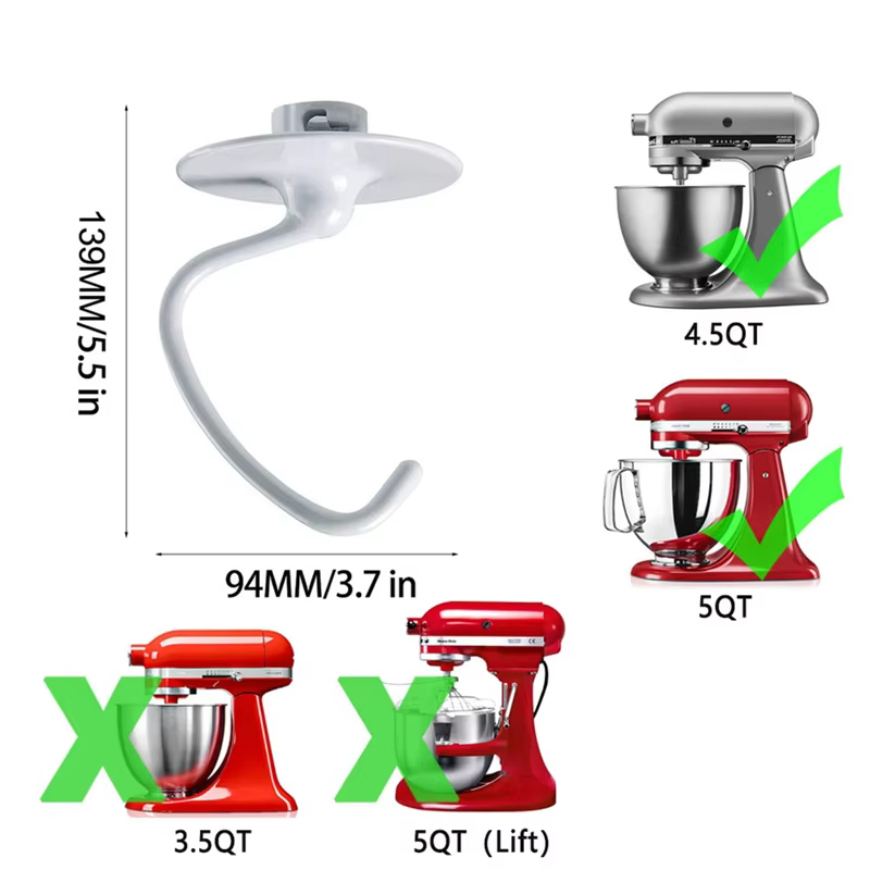 N-MEOF pour les accessoires d'aide à la cuisine 4.5-5 Qt mélangeurs sur socle à tête inclinable pour fixation de palette Kitchenaid pour K45B/K5THCB/K5THBS