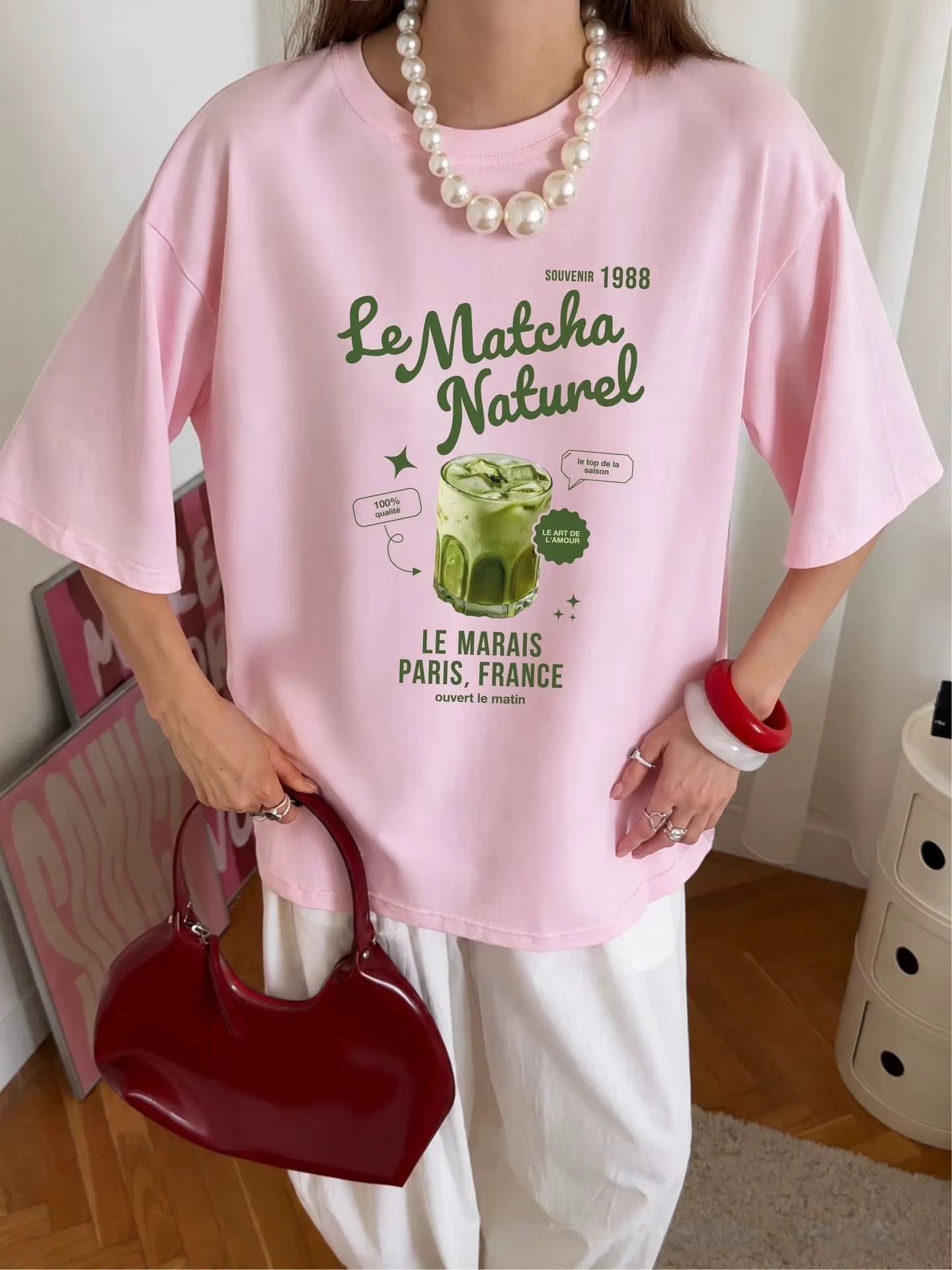 T-shirt oversize imprimé MATCHA pour femme