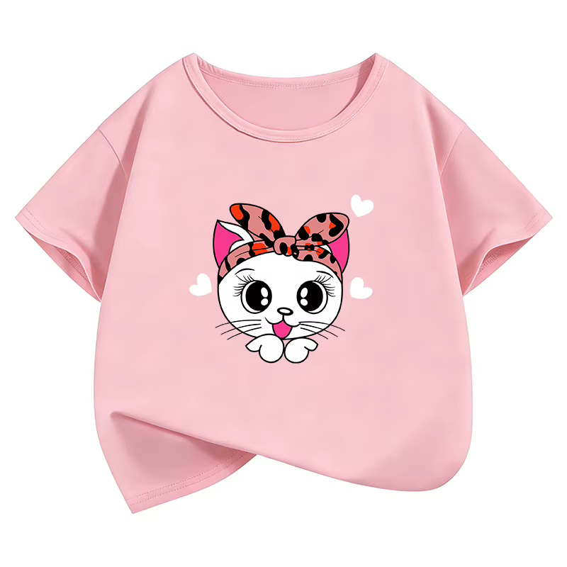 T-shirts décontractés pour enfants avec motif chat