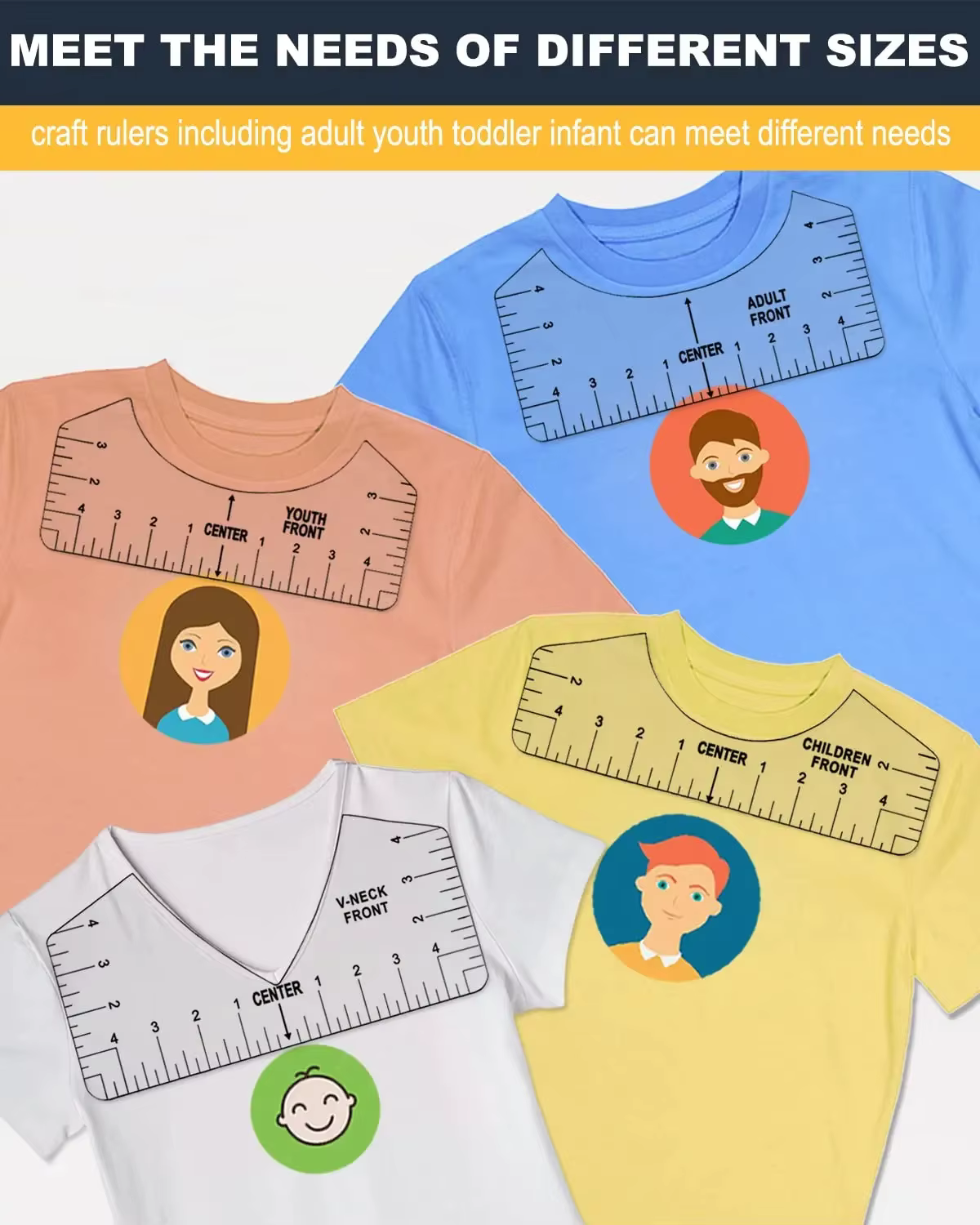 9 pièces/ensemble règles de T-Shirt au Center