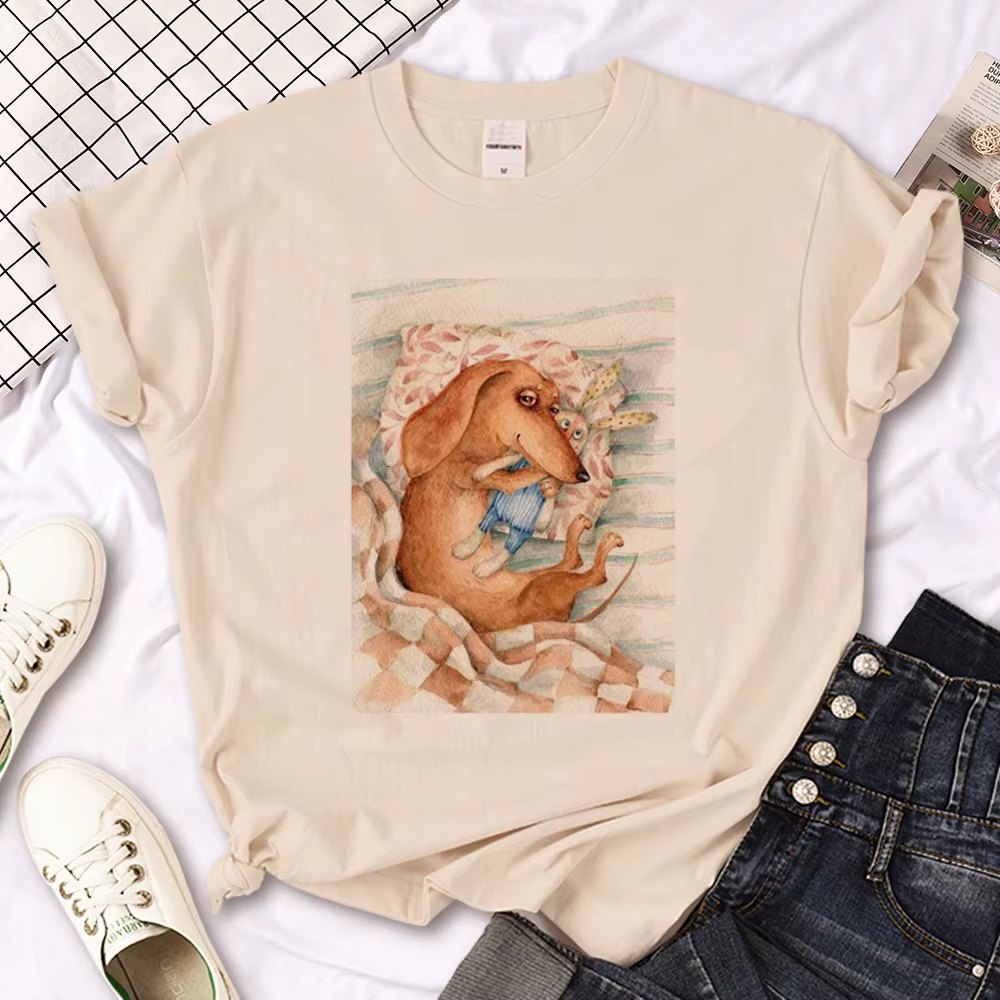 T-shirt Dachshund pour femmes, streetwear, humoristique, de styliste