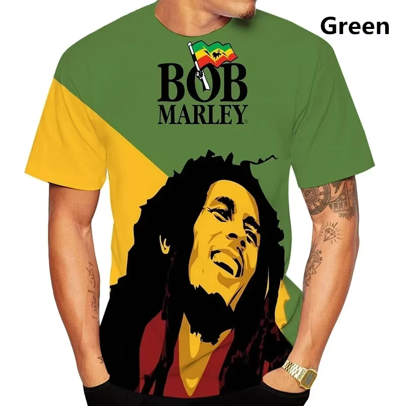 Bob Marley Hip-hop Rock chanteur impression 3D sport séchage rapide respirant hommes T-shirt en plein air rue mode décontracté à manches courtes haut