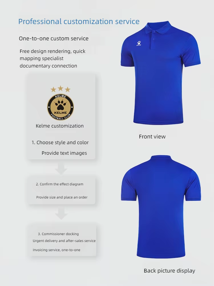 Kelme Polo hommes été séchage rapide à manches courtes T-shirt Club formation Football uniformes chemise de Culture personnalisé