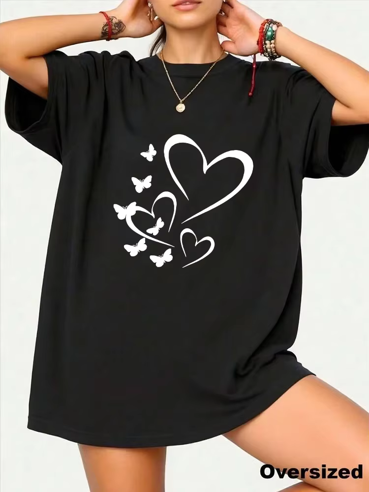 T-shirt Femme 2026 en Coton Imprimé Décontracté Col Rond Manches Courtes pour Sports de Plein Air et Jogging – Nouveauté Été – Vente Flash – Coupe Ample Streetwear
