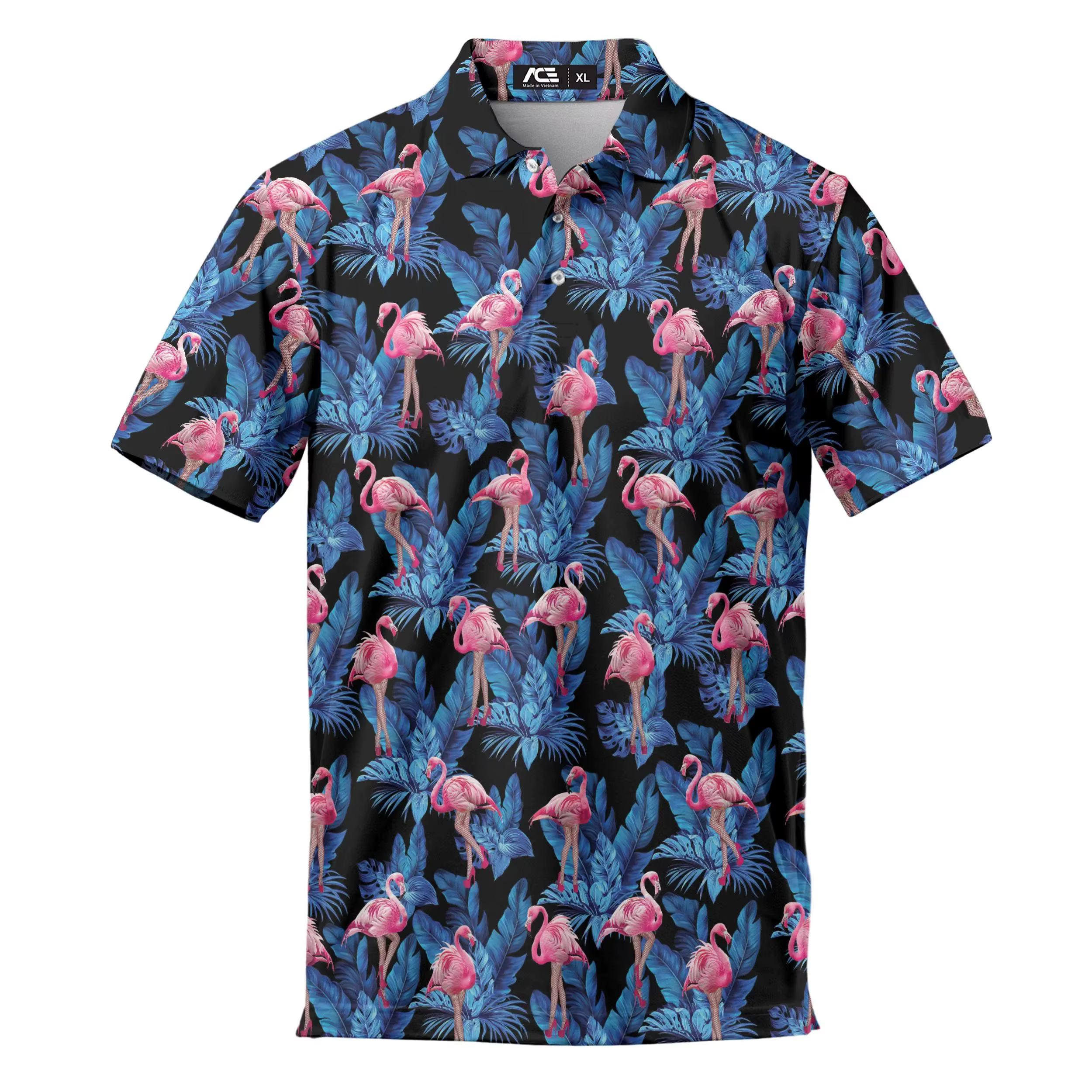 Polos de Golf flamant rose drôle pour hommes