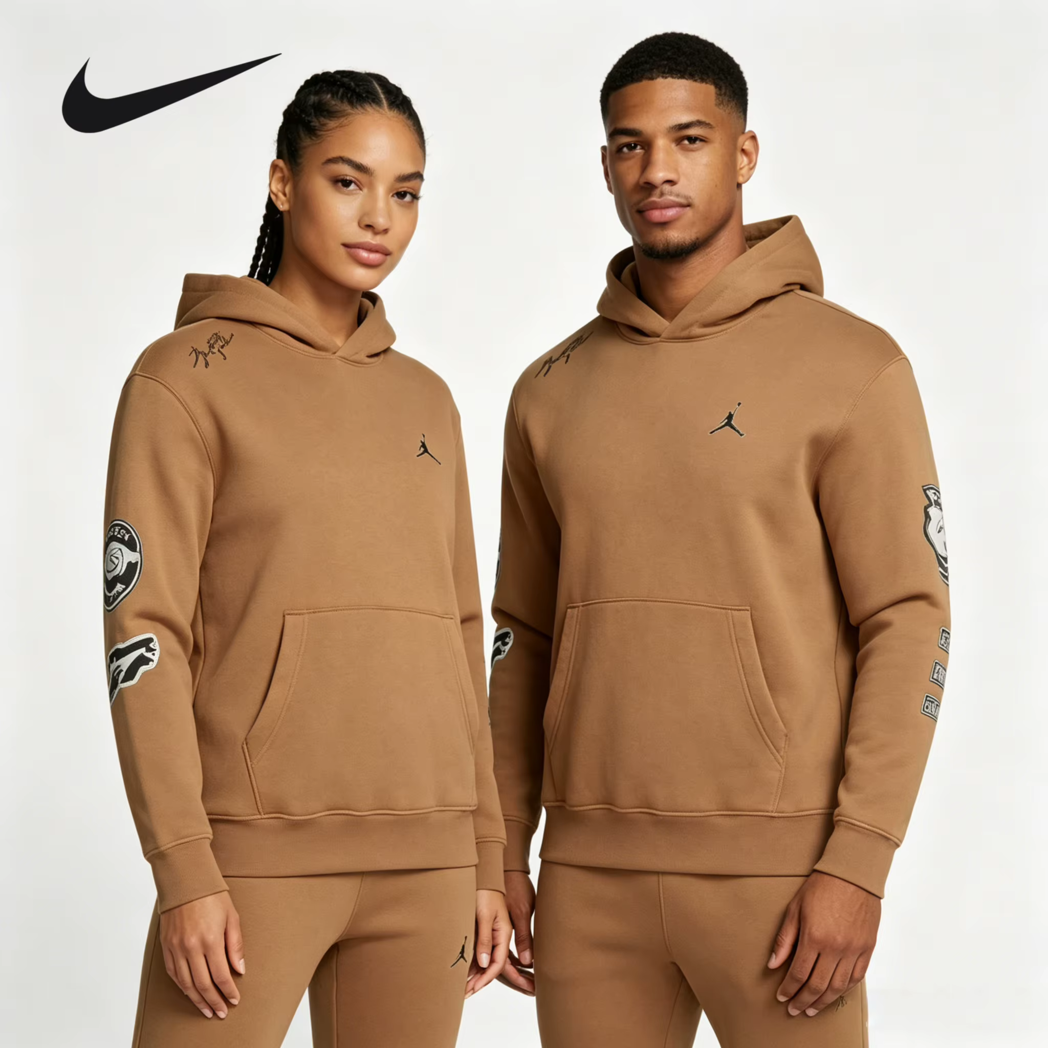 NIKE/Jordan Pull à capuche à manches longues de couleur unie pour entraînement sportif décontracté