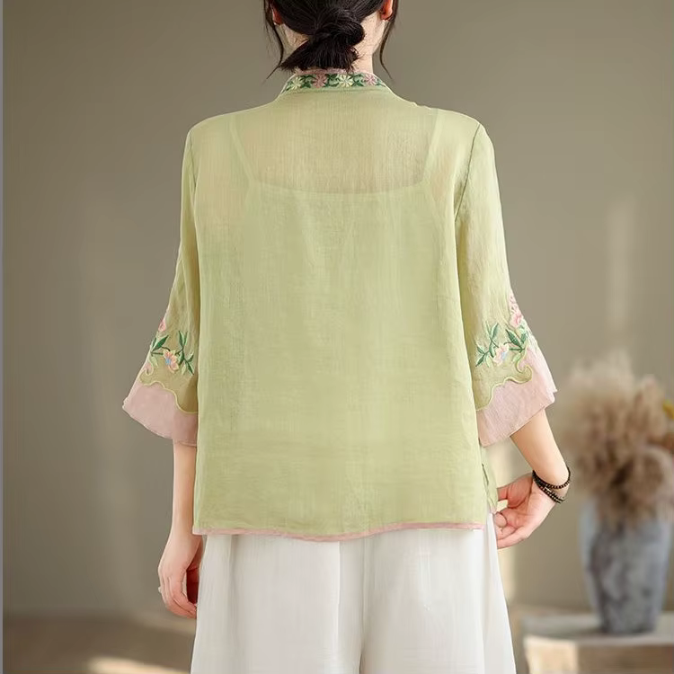 Brodé Vintage T-Shirts haut pour femme t-shirt d'été