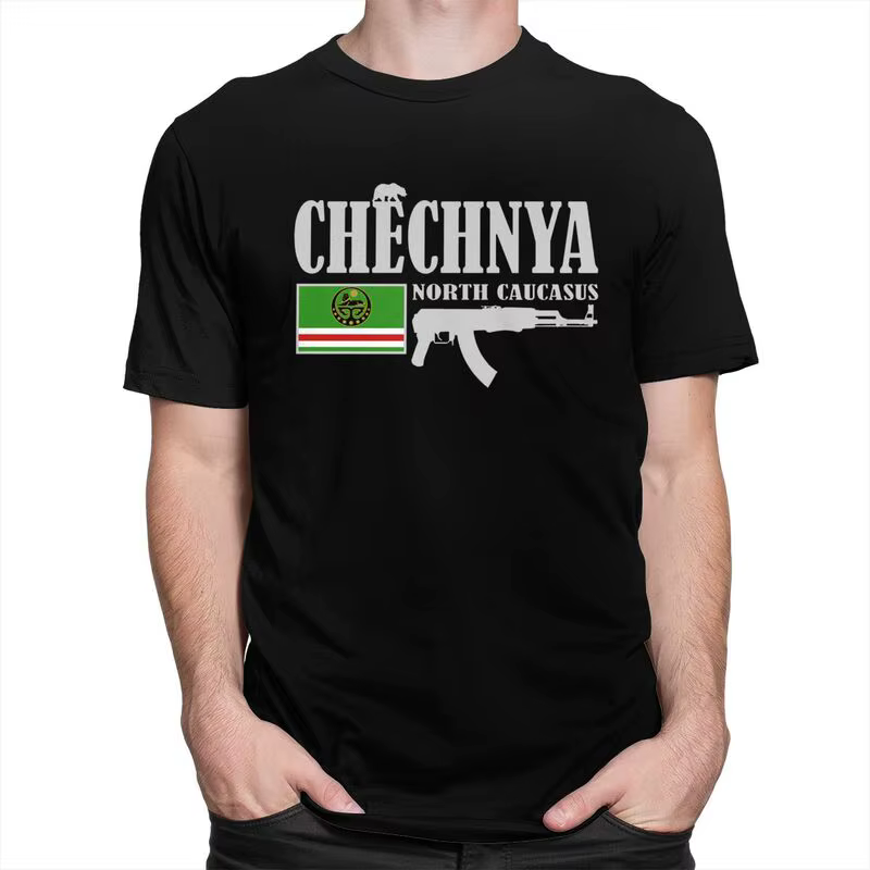 Personnalisé Chechnya Fighter t-shirts hommes pur coton t-shirt hauts drapeau tchétchène