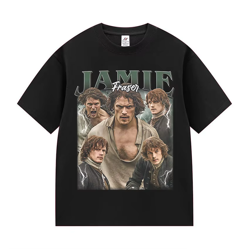 Série télévisée classique Jamie Fraser T-Shirts graphiques mode homme gothique surdimensionné T-shirt Vintage