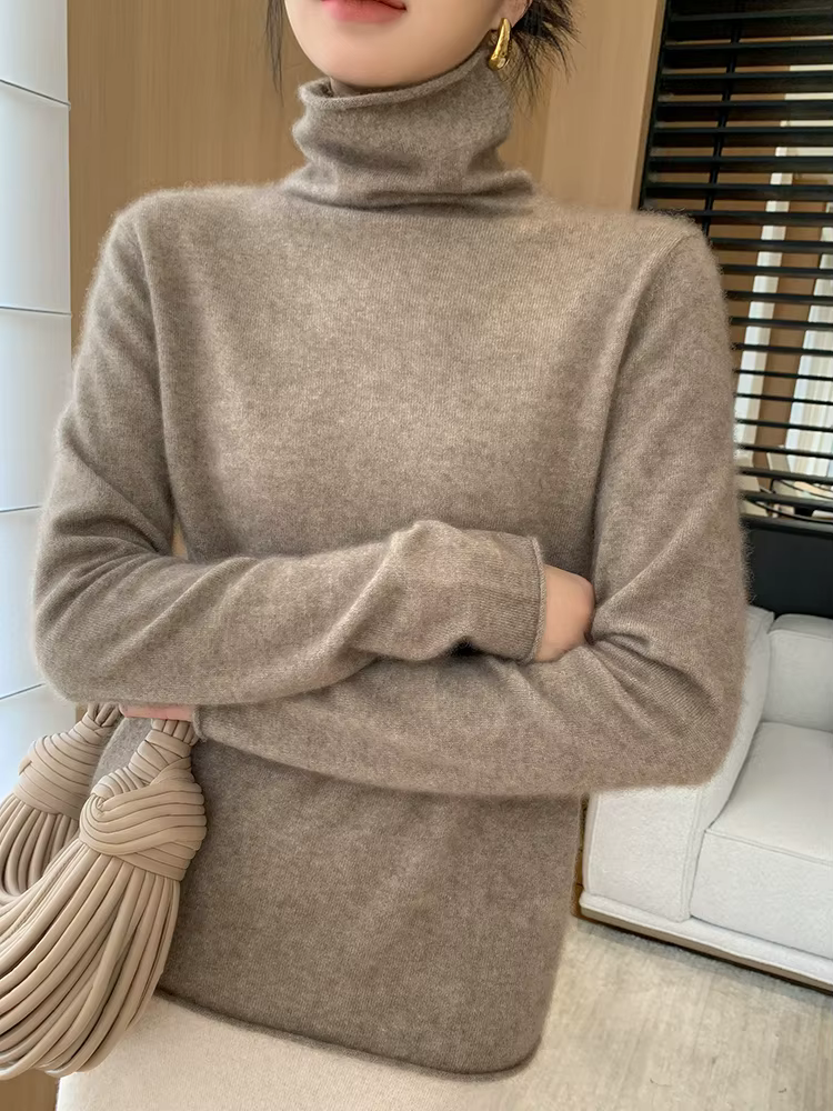 Choix femmes 100% pull en cachemire col roulé à manches longues