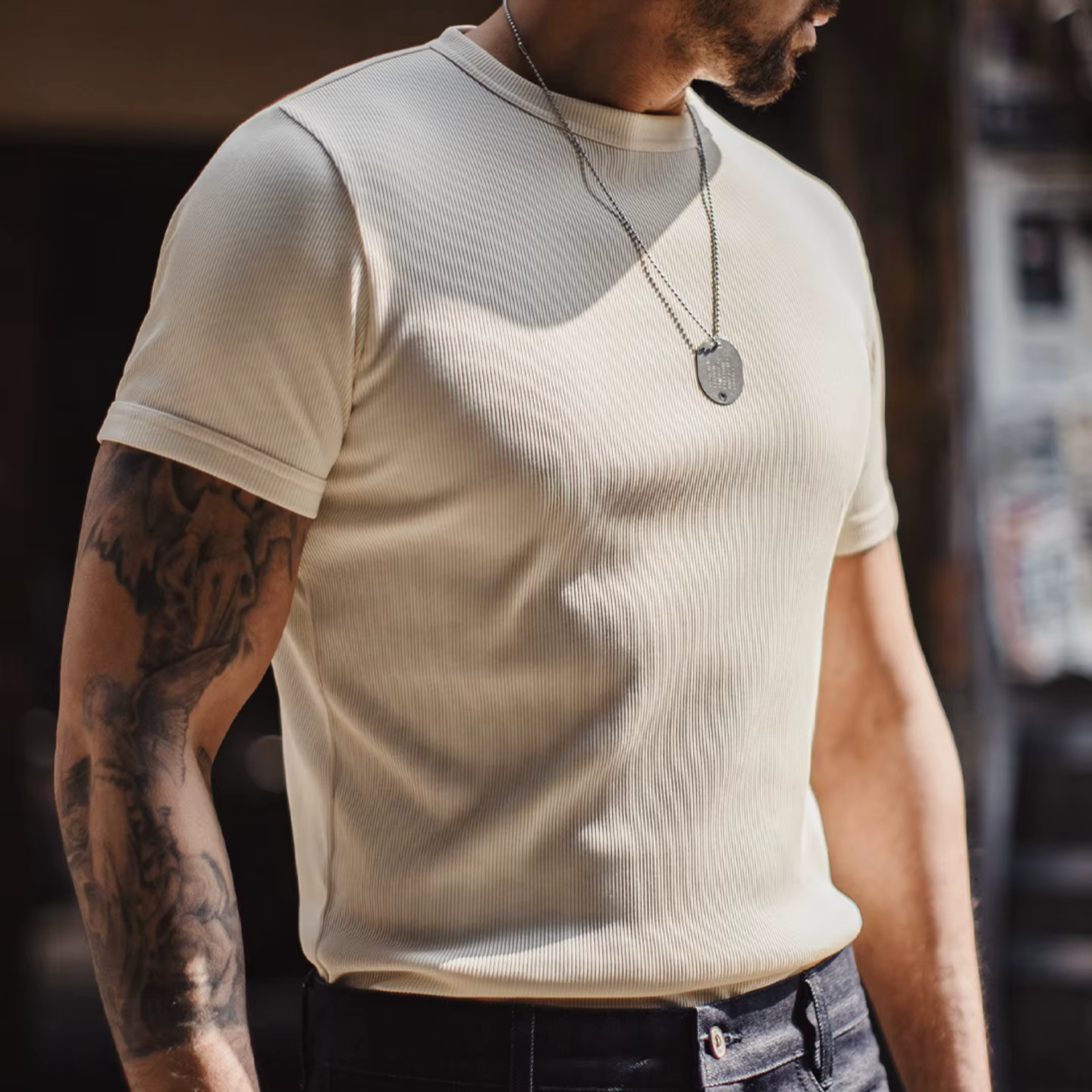 T-shirt homme Maden coupe ajustée col rond manches courtes extensible doux rafraîchissant décontracté été basique uni