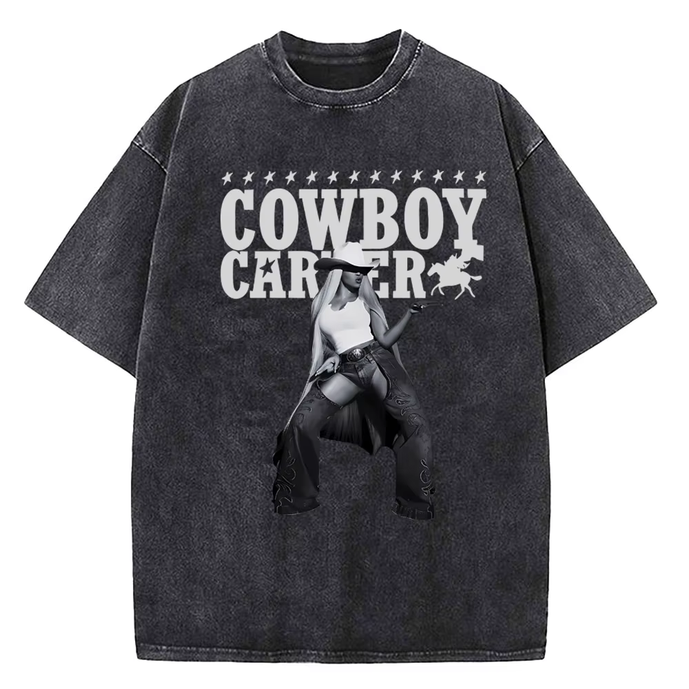 Cowboy Carter Album Beyonce 2024 Tour Vintage lavé t-shirt hommes femmes Streetwear Hip Hop T-Shirts été