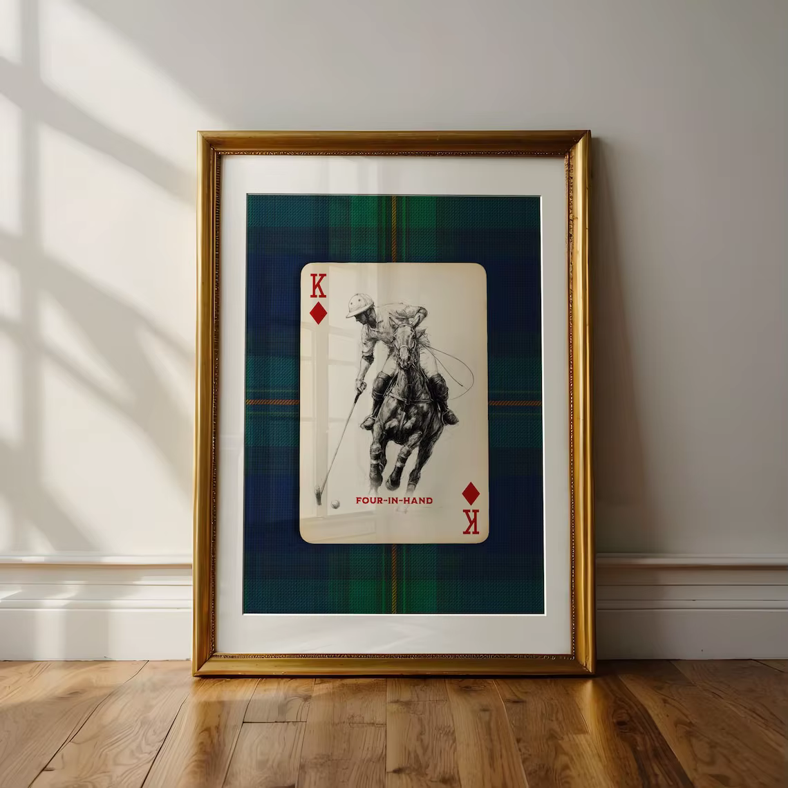 Polo carte à jouer mur Art marine Plaid équestre toile impression vieille argent bureau décor patrimoine américain ameublement décoration