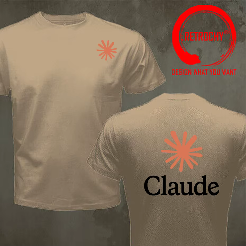 T-shirt Homme Tendance Décontracté avec Design Amusant Claude AI – Vêtement Stylé et Confortable