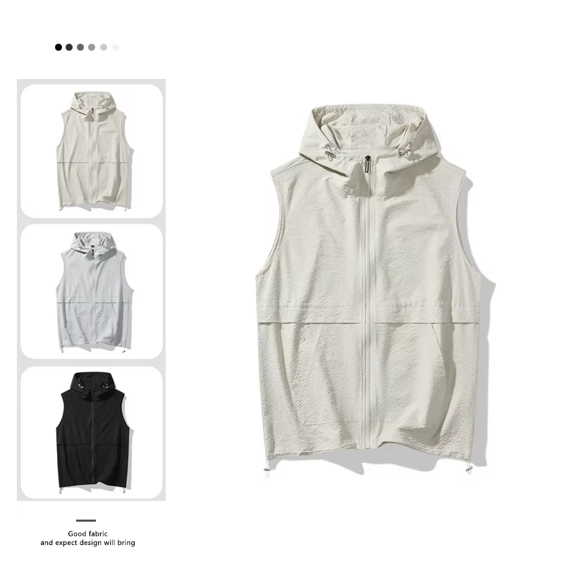 Vêtements de travail américains gilet sans manches veste pour hommes 2025 été nouvelle mode en plein air à capuche sport