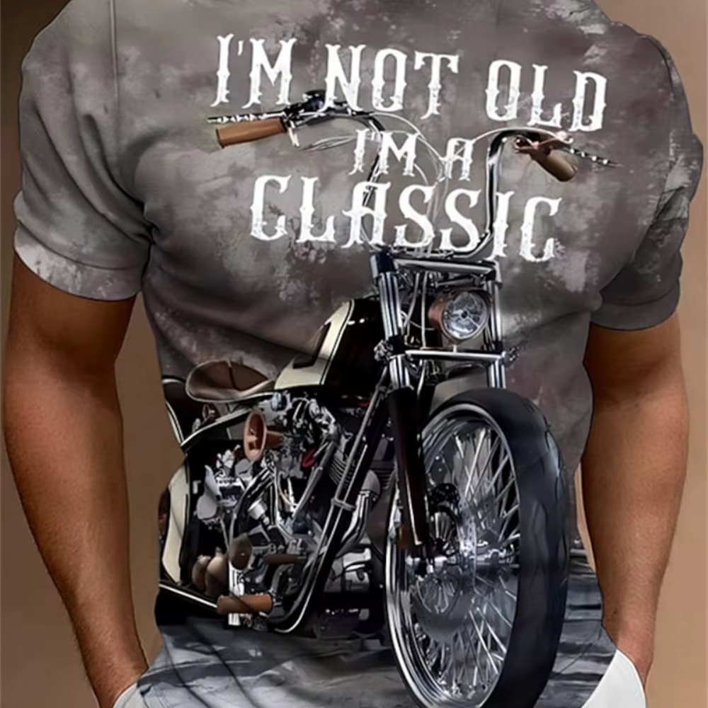 T-shirt de moto hommes impression 3D à manches courtes Vintage classiques