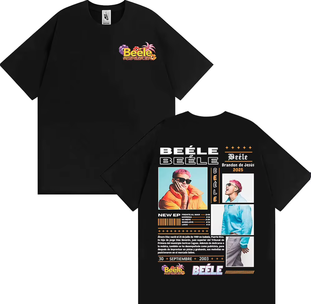 Rappeur BEELE Album Tour 2025 Merch t-shirts hommes femmes Hip Hop Pop musique rue T-shirt 100% coton surdimensionné