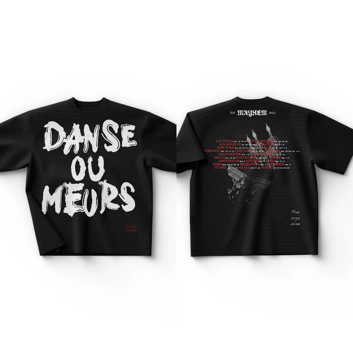 T-shirt graphique Y2K à manches courtes imprimé avec les lettres Lady Gaga