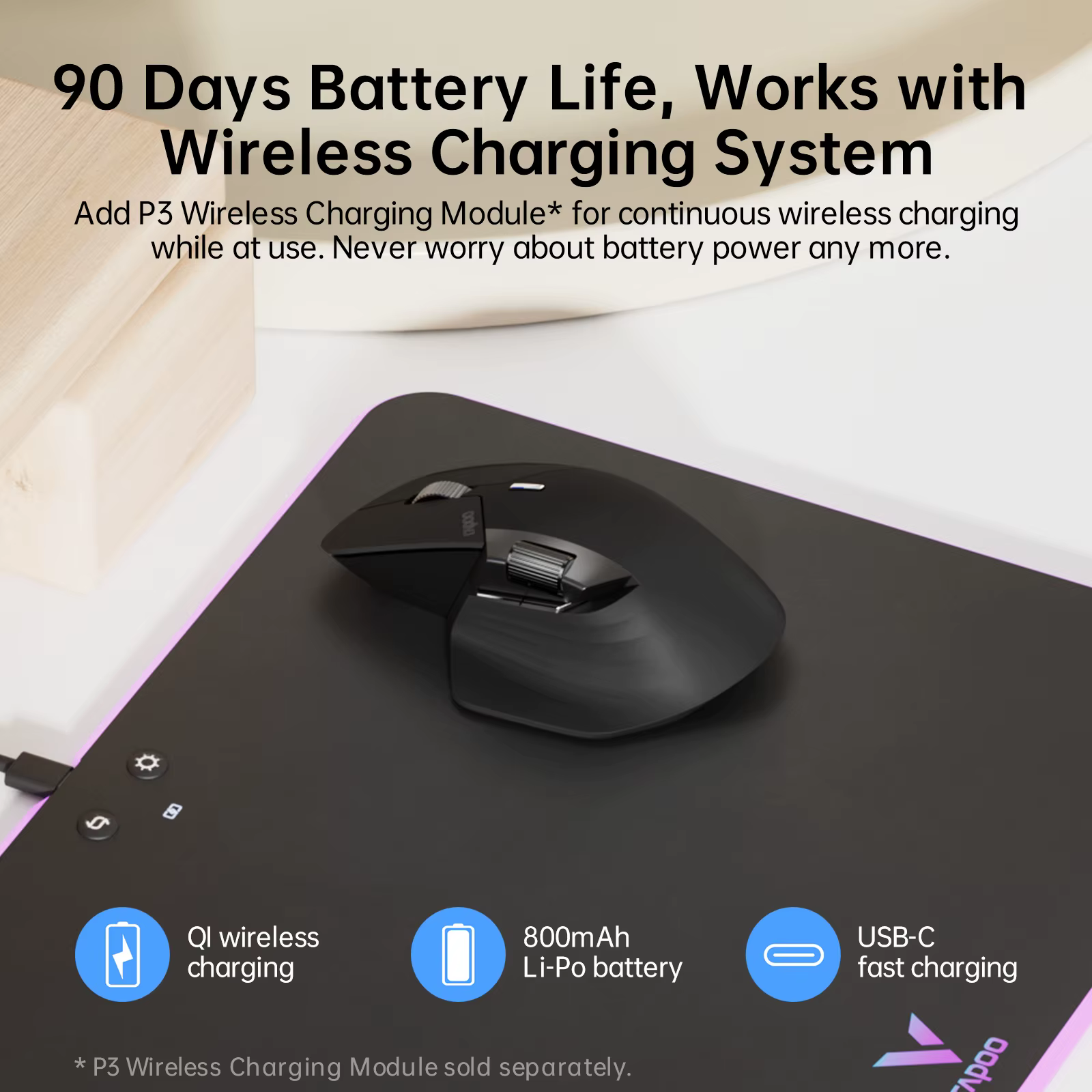 Rapoo-Souris sans fil aste multimode MT760L/MT760M, ergonomique 4000 ug, prend en charge jusqu'à 4 revie, Bluetooth