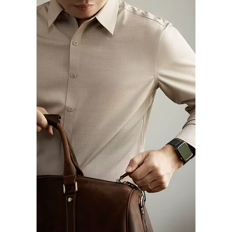  Chemise à manches longues en modal cool touch pour hommes sans fer – Business décontracté résistant aux rides Vêtements de bureau formels