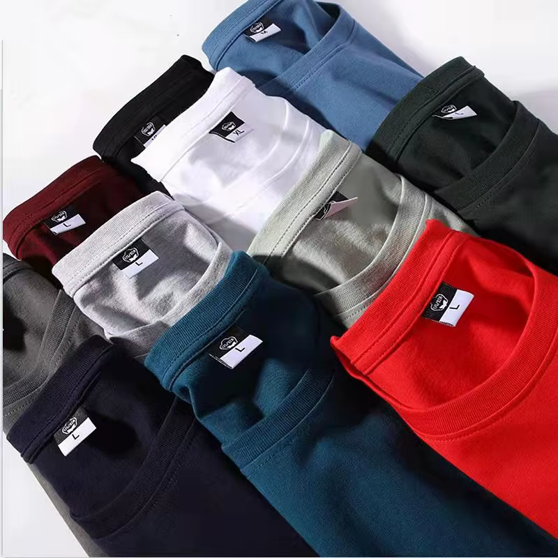 MRMT 2026 T-shirt Homme 180g en Coton Pur Couleur Unie Manches Longues Col Rond Ample Basique