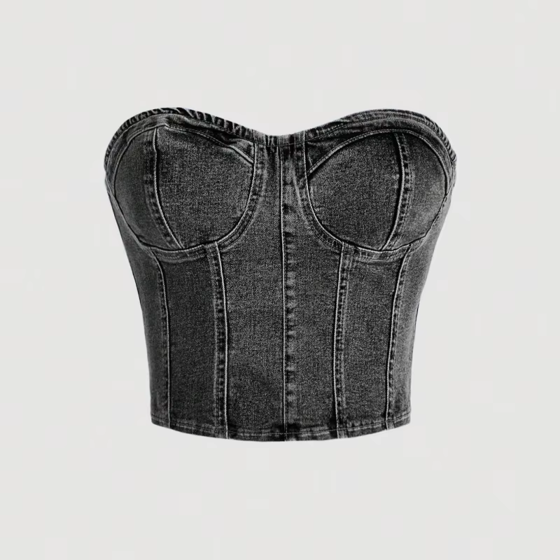Haut court de cow-girl sexy avec un design rétro à la taille cintrée