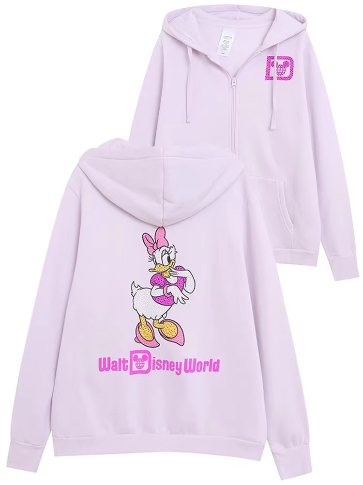 Disneyland Walt Disney monde Daisy Donald Duck lettre diamants polaire sweat veste unisexe femmes à capuche fermeture éclair pull hauts