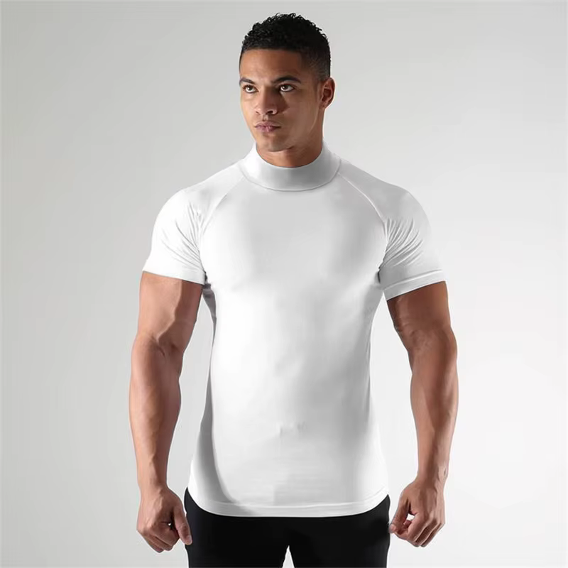 T-shirts à col roulé à manches courtes pour hommes