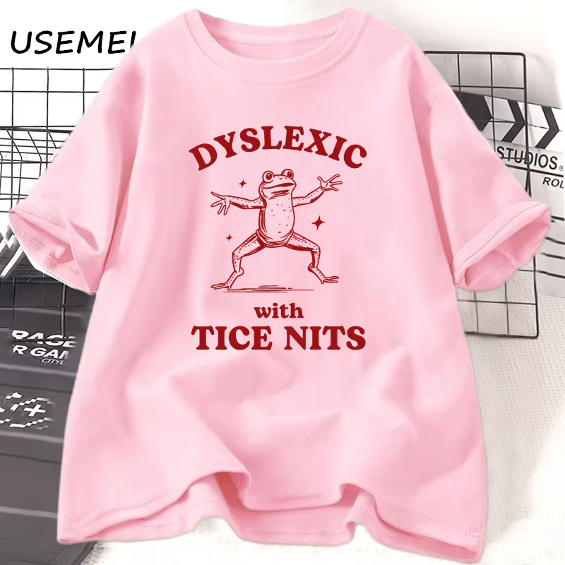 Dyslexique avec Tice Nits t-shirs femmes hommes drôle grenouille t-shirt muet idiot Meme graphique t-shirts coton Csual à manches courtes vêtements