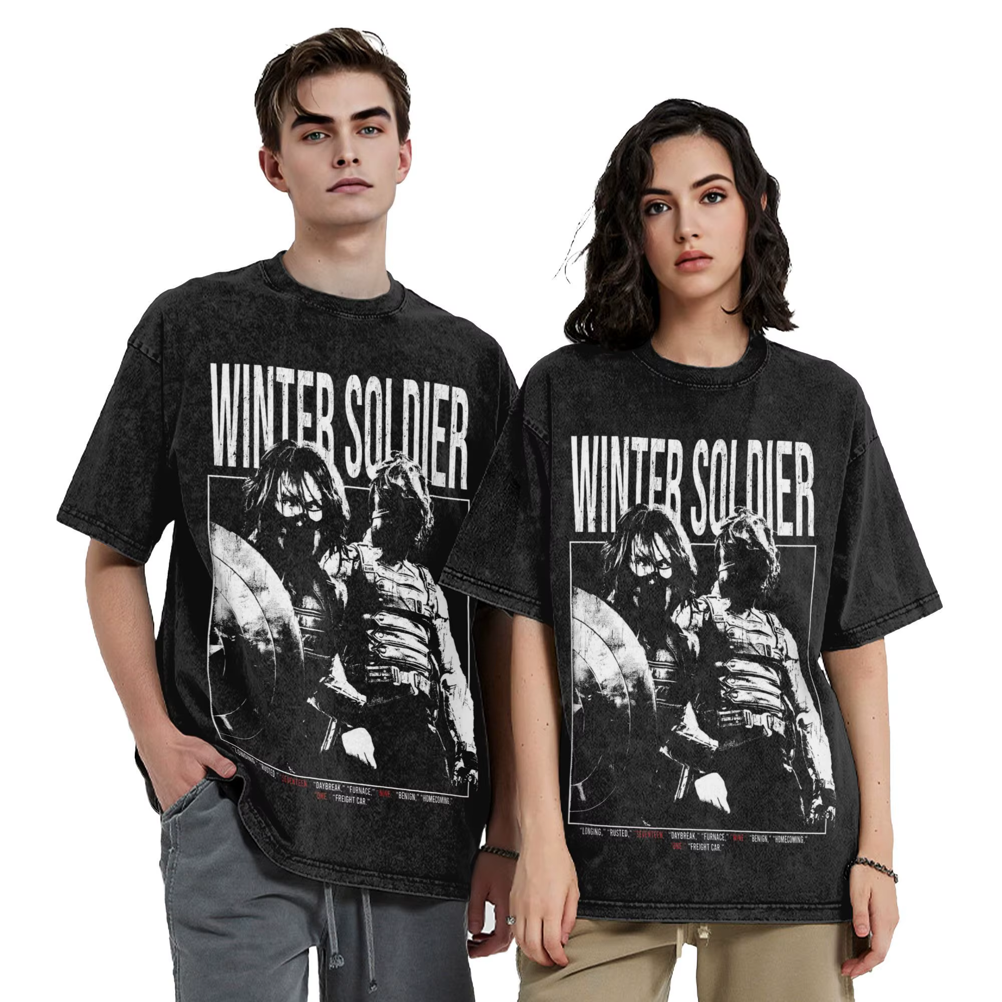 Bucky Barnes Thunderbolts soldat d'hiver Sebastian Stan lavé T-Shirts Streetwear Hip Hop