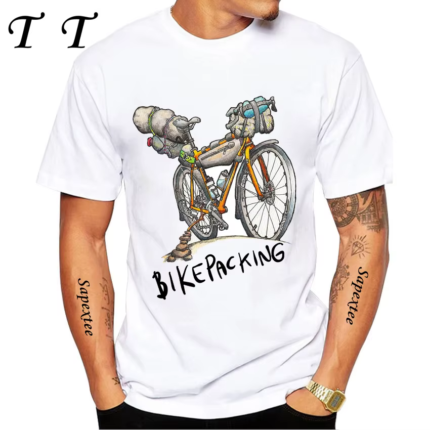 Voyage sur gravier Bikepacking impression T-Shirt été hommes à manches courtes drôle vélo Sport haut pour garçon
