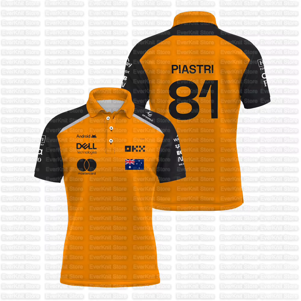 Nouveau Polo Homme 2026 Norris 1 Racing Team Oscar Piastri 81 Pilote Sportif Respirant T-shirt Quotidien Décontracté