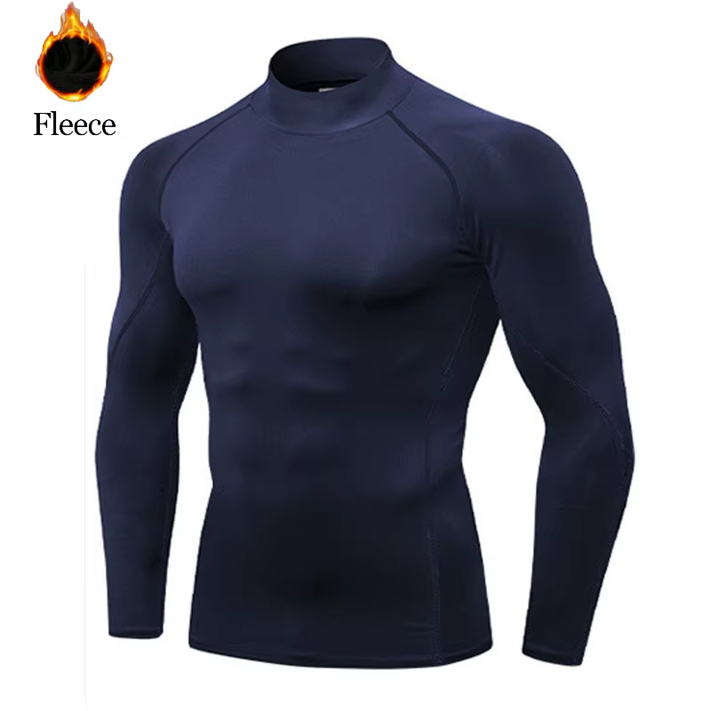 T-shirt d'hiver pour hommes polaire rapide chemise de course chaude à manches longues haut de Compression