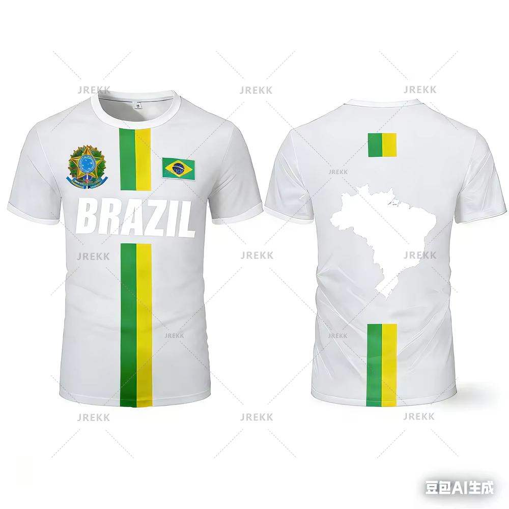 Nouveau Maillot de Football 2026 – Haut d'Entraînement à Rayures Drapeau Brésilien – T-shirt de Sport Séchage Rapide pour l'Extérieur