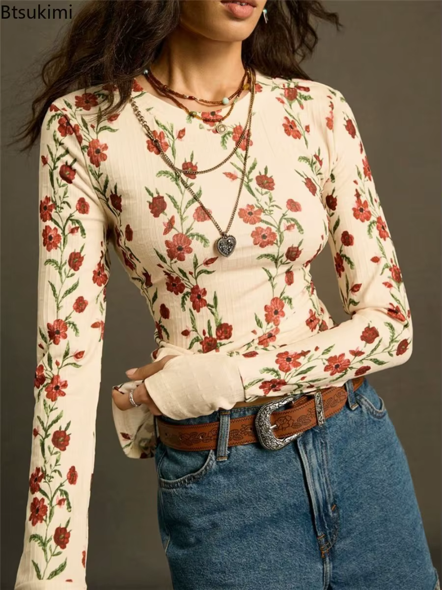 T-shirt moulant à manches longues pour femme