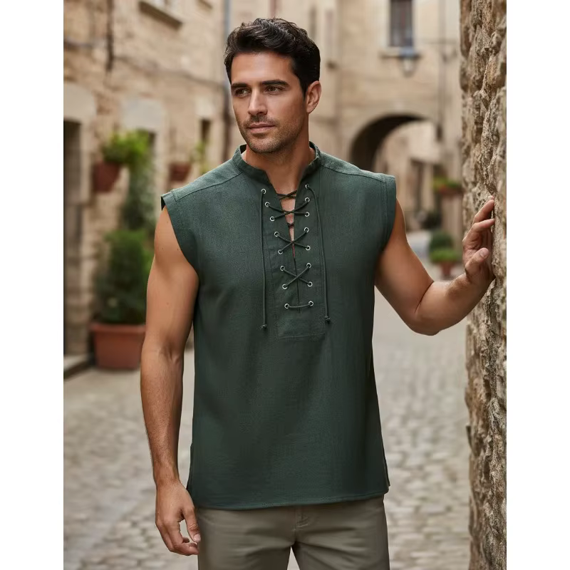 Débardeur pour homme style celtique viking steampunk, décontracté et gothique