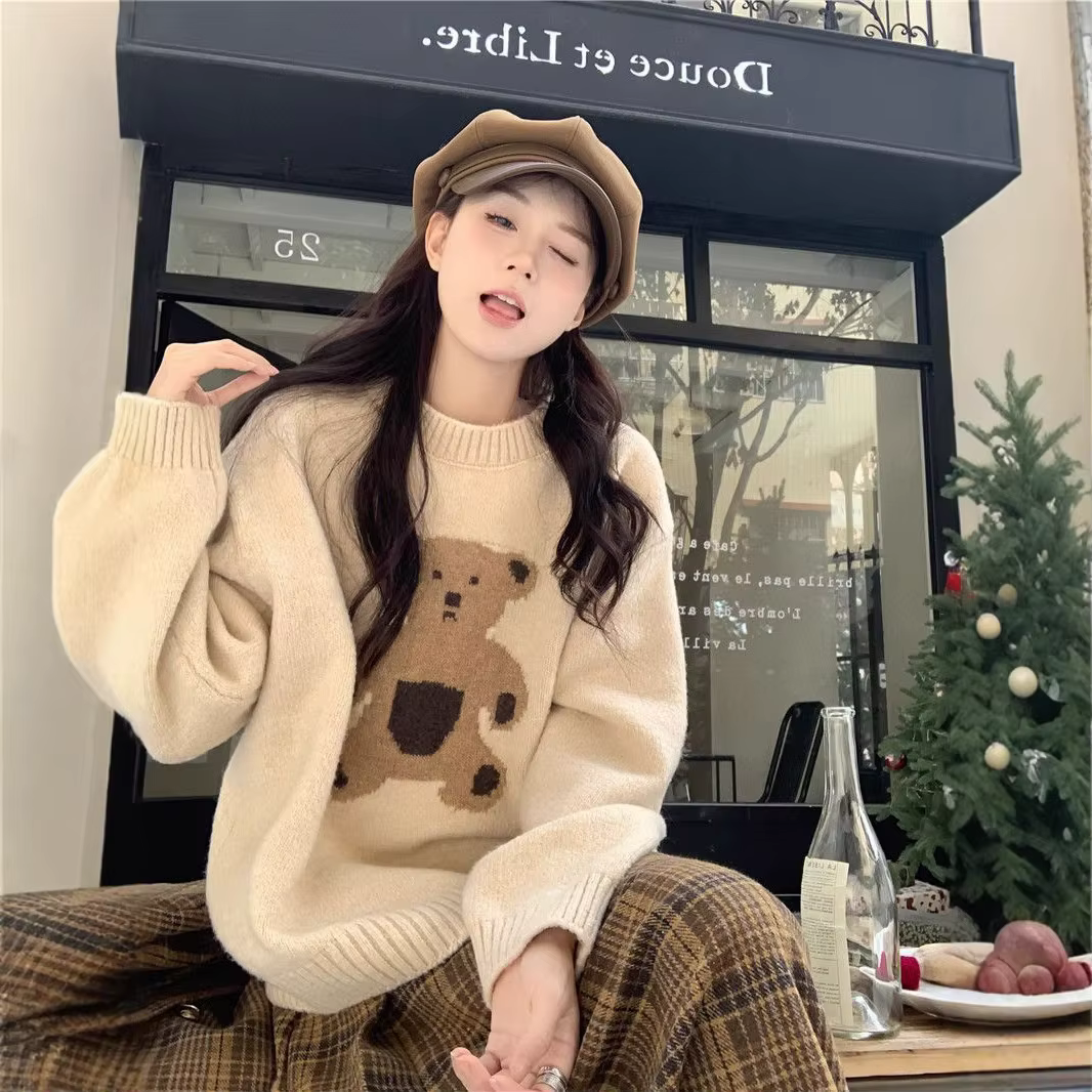 Pull tricoté à col rond pour femme